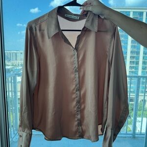 Abercrombie & Fitch Mauve Satin Button-Down Shirt